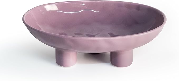 Three-Leg Ceramic Fruit Bowl, 10 Inch Oval Serving Dish by Unknown