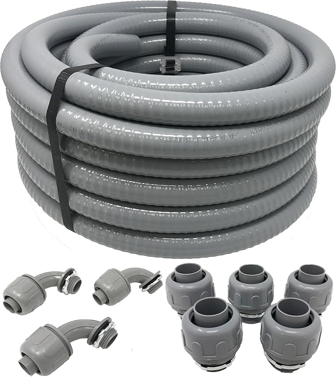 1/2-Inch Non-Metallic Liquid-Tight Conduit and Connector Kit, 50 Foot Made in by Sealproof