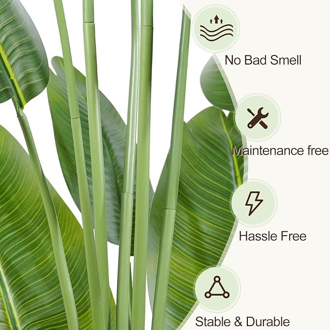Lifelike Bird of Paradise Artificial Plant, 6ft Faux Banana Leaf Tree - Image 5
