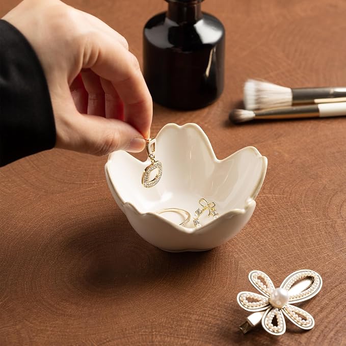 Ceramic Ring Holder Tray, Floral Trinket Bowl - Image 6