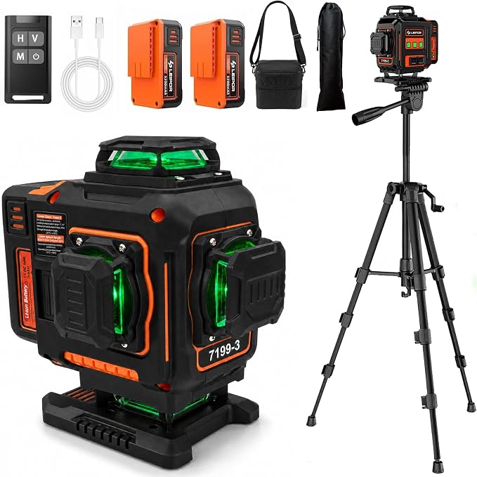 LEIPOR 4x360 Green Laser Level, 16-Line Self-Leveling Kit by Unknown