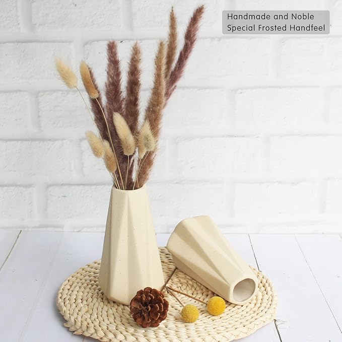 YANLING 6 Pack Light Yellow Ceramic Vases - Image 5