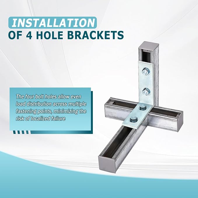 4Pcs 4 Hole 90 Degree Bracket for 1 5/8 Strut Channel, Heavy Duty L Brackets - Image 4
