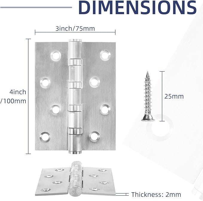 6 Pack Ball Bearing Door Hinges - Image 2