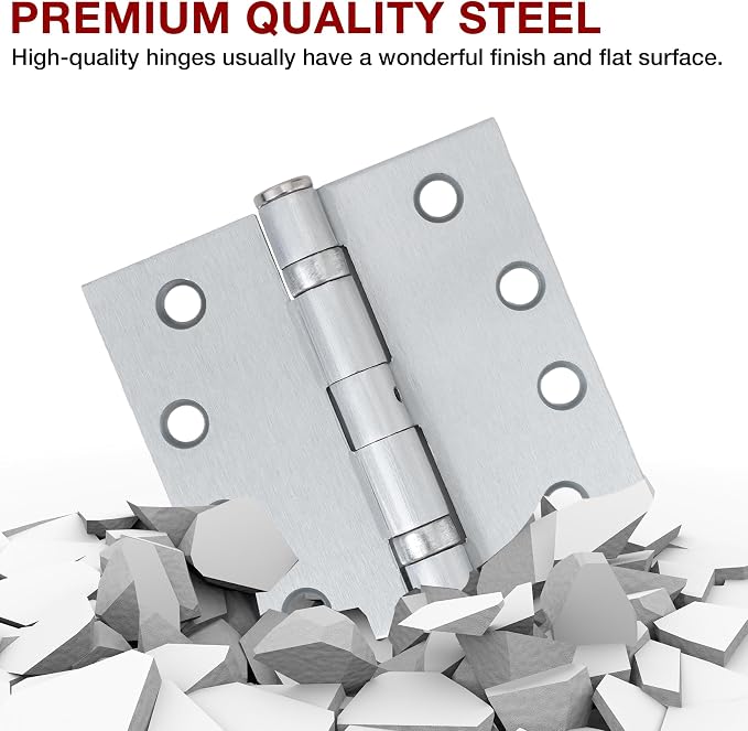 TDCHINGES Heavy Duty Door Hinges Satin Chrome 4.5 Inch x 4 1/2" Square | 1 Pack - Image 5