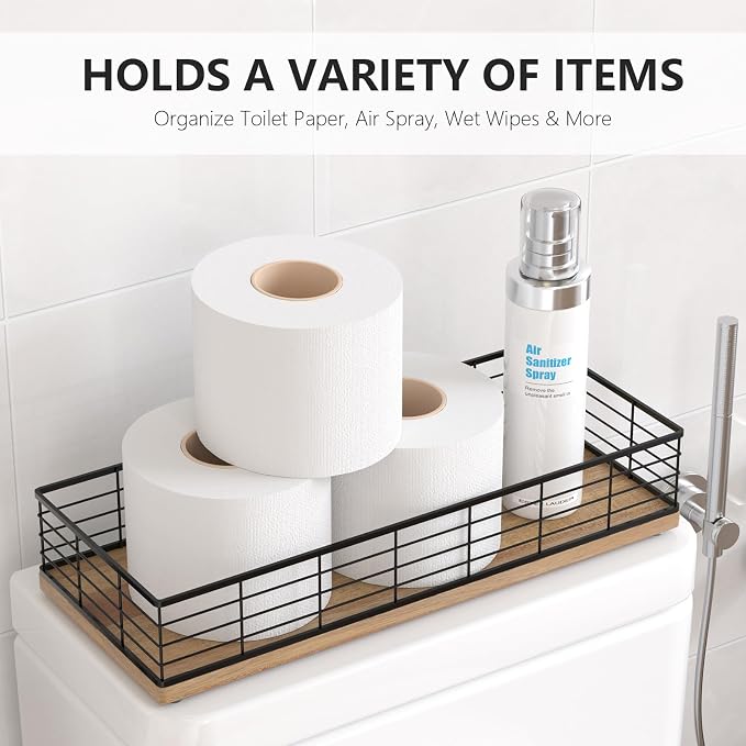 Toilet Paper Storage Basket, Narrow Bathroom Countertop Organizer - Image 2