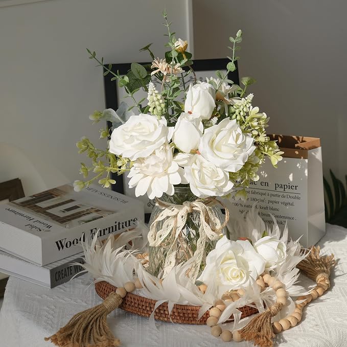 CEWOR Fake Flowers in Vase, Artificial Flowers Arrangement in Vase, Fake Floral - Image 5