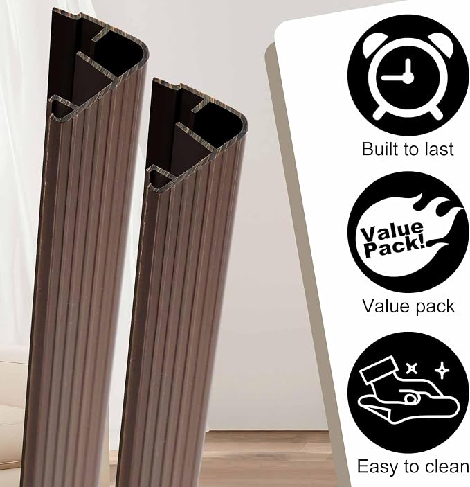 2 Pcs 72" L Fixed Vinyl Sill Threshold Cap 1-3/8 Inches High, Dark Brown | - Image 3