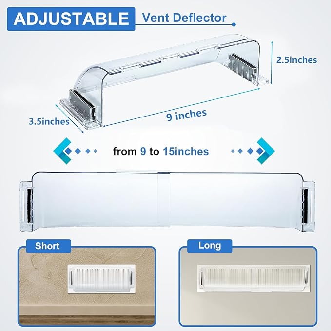 Air Vent Deflectors, Adjustable Magnetic, 9-15 Inches, 2 Pack - Image 2