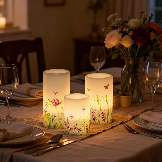 Butterfly Flameless Pillar Candles Battery Operated - Image 6