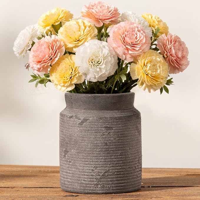 Ceramic Flower Vase 6.5 inch Farmhouse Rustic Vase by Dobbyby