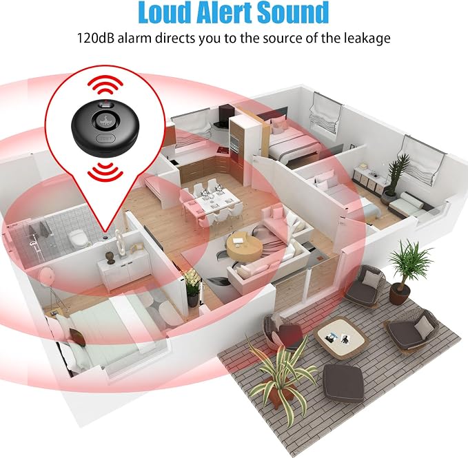 5 Pack Water Leak Alarm Detector, 120dB Loud Alert, IP66 Waterproof | Water - Image 5