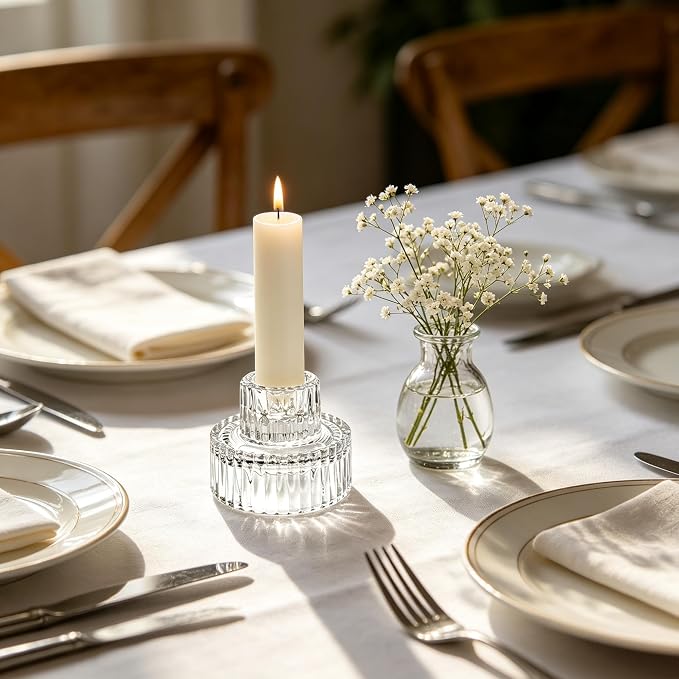 Hosley Set of 12 Glass Taper Candle Holders - Image 3