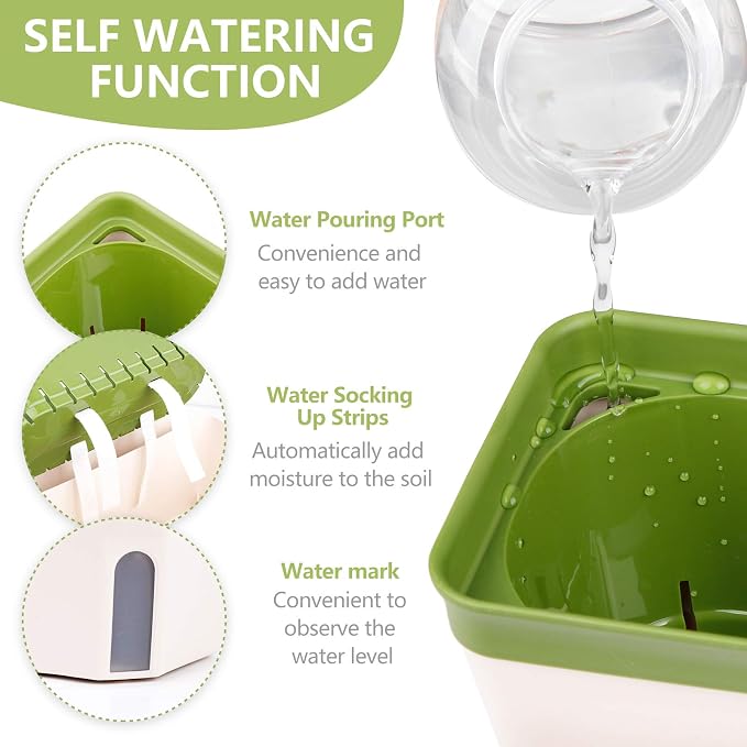 OurWarm Windowsill Herb Planter Box Indoor Set of 3, 10.5 Inch Self Watering - Image 3