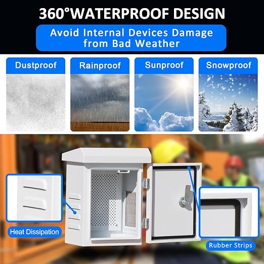 Outdoor Nema Electrical Enclosure Box9 x12 x6 Removable Mount Plate&FanVent | - Image 5