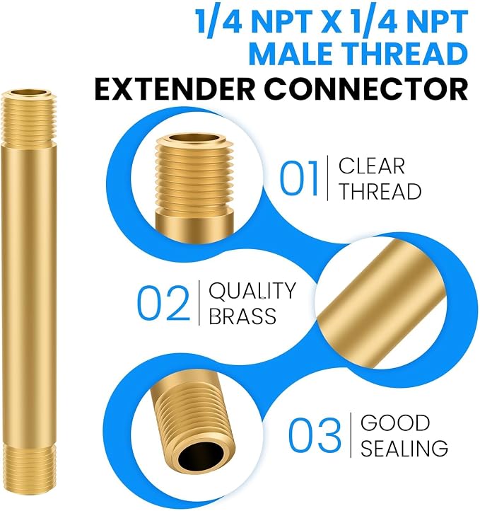 SDTC Tech Brass Pipe Fitting Long Nipple 1/4 NPT Male x 1/4 NPT Male Thread | - Image 3