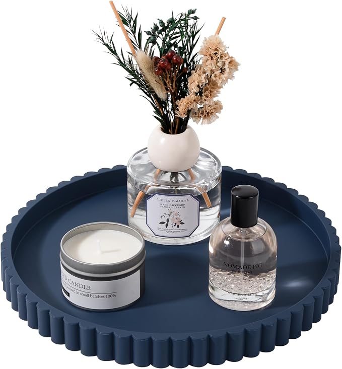 Round Bathroom Tray Perfume Organizer Coffee Table Decor, Heat-Resistant by Heagoale