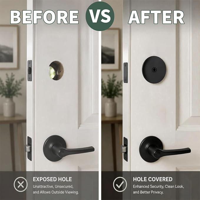 4PCS Door Hole Cover Plate Kit, 2-5/8" Diameter Deadbolt Cover & 1" x 2-1/4" - Image 5