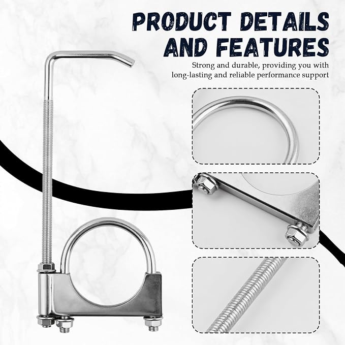 3 Inch Exhaust Hangers, Heavy Duty Adjustable 3 Exhaust Clamp - Image 3