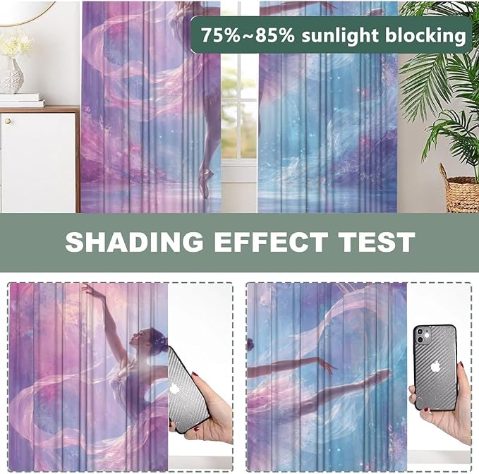 Dreamy Ballerina Fantasy Window Curtains 2 Panels Set, 52 X 84 Inch Polyester - Image 5