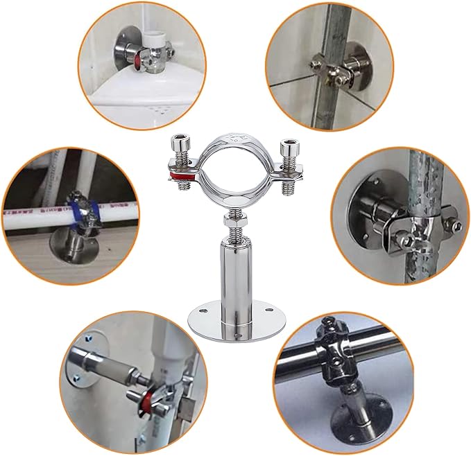 2PCS wall Mount Ceiling Mount Pipe 304 Stainless Steel Pipe Supports Pipe - Image 7