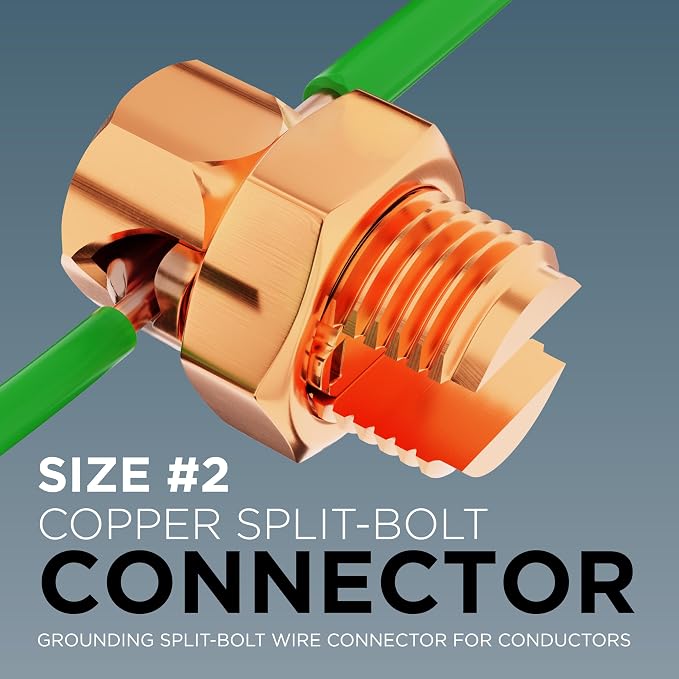 THE CIMPLE CO 1 Pack, Size #2 Copper Split-Bolt Connector 2 AWG - Image 2