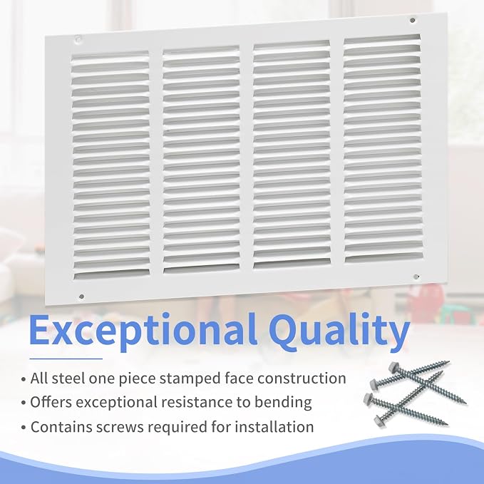 Howeall 16"W x 10"H Steel Return Air Grille, Air Return Vent Cover - Image 2