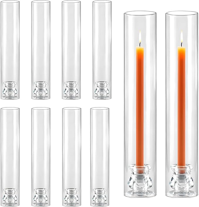 Glass Hurricane Candle Holders 10 Pack 12.6" Open Ended Candlestick Tubes | by Novyxis