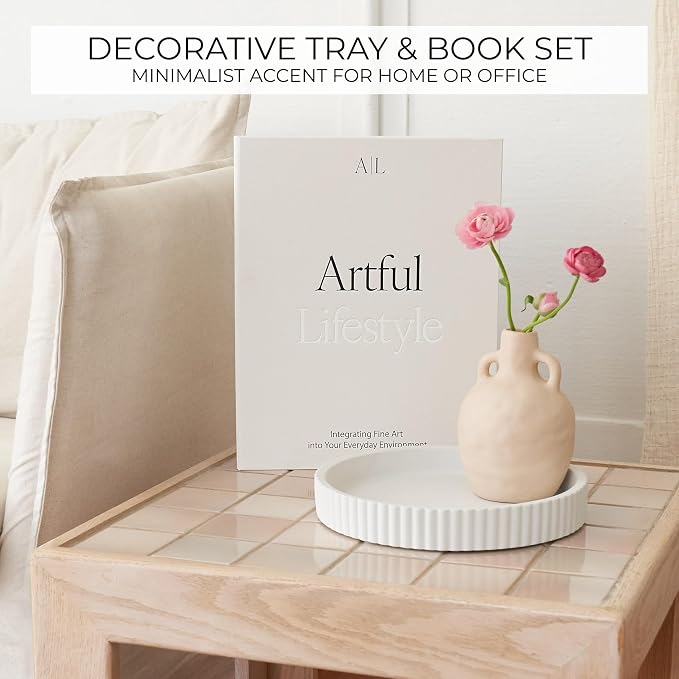 Decorative Concrete Tray & Book Decor Set - Image 3