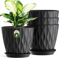 8 Inch Plant Pots 4 Pack Plastic Planters by Areutxbis