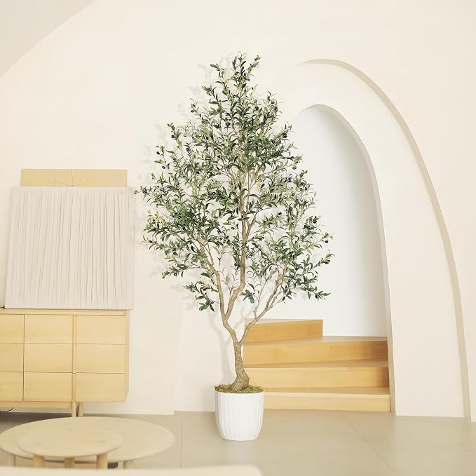 Faux Olive Tree 8ft with Large Olive Branches and Lifelike Olive | Olive Trees - Image 7