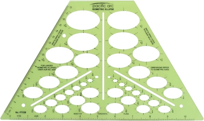 Pacific Arc Isometric Ellipse Template Guide, 38 Ellipses of 35 Degrees ranging by PacificArc
