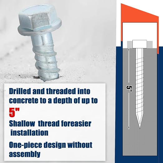 Tandefio 80 Pack 3/8 x 5 Concrete Anchors and Screw Kits Galvanized | Large - Image 4