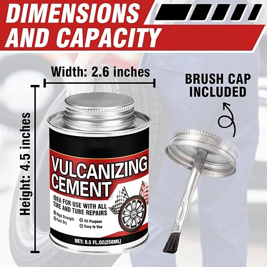 Chemical Vulcanizing Cement 8.5 FL.Oz, All Purpose Tire Repair Glue, Fast Dry - Image 4