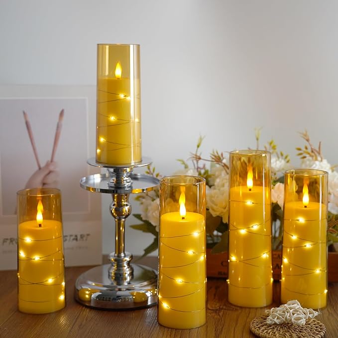 Flameless Candles, with Embedded Star String, Battery Operated Candles - Image 3