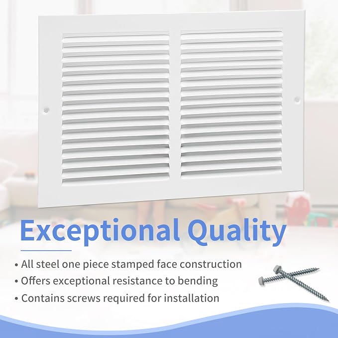 Howeall 12"W x 8"H Steel Return Air Grille, Air Return Vent Cover - Image 2