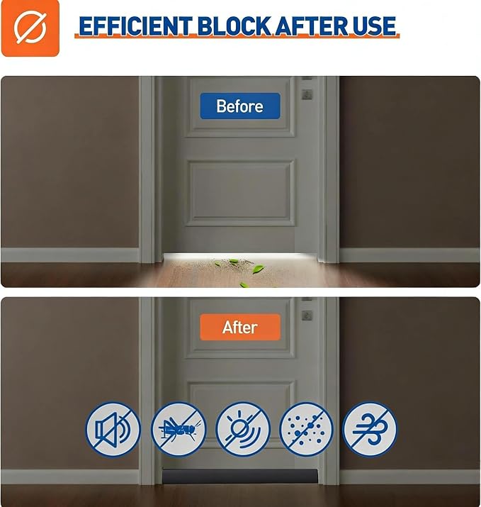 MAGZO Under Door Draft Stopper, 36 Inch Adjustable Door Gap Filler, Dust & - Image 4