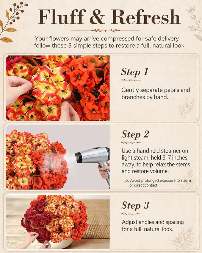 Artificial Fall Flowers for Outdoors, 6 Bundles Faux Geraniums | UV-Resistant - Image 5