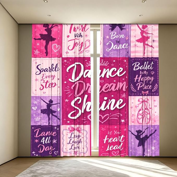 Dance Dream Shine Ballet Window Curtains 2 Panels Set, 52 X 84 Inch Polyester by Unknown