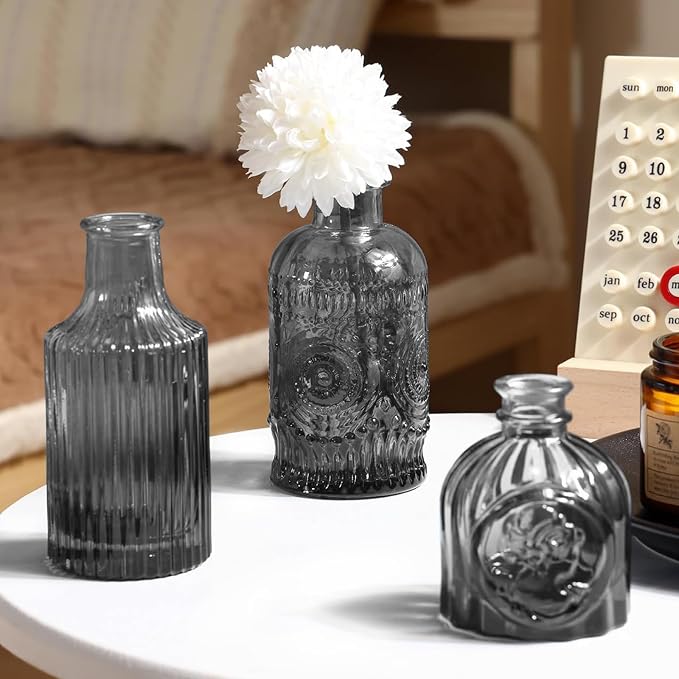20 Pcs Black Glass Bud Vases- Set Gray Small Vases - Image 3