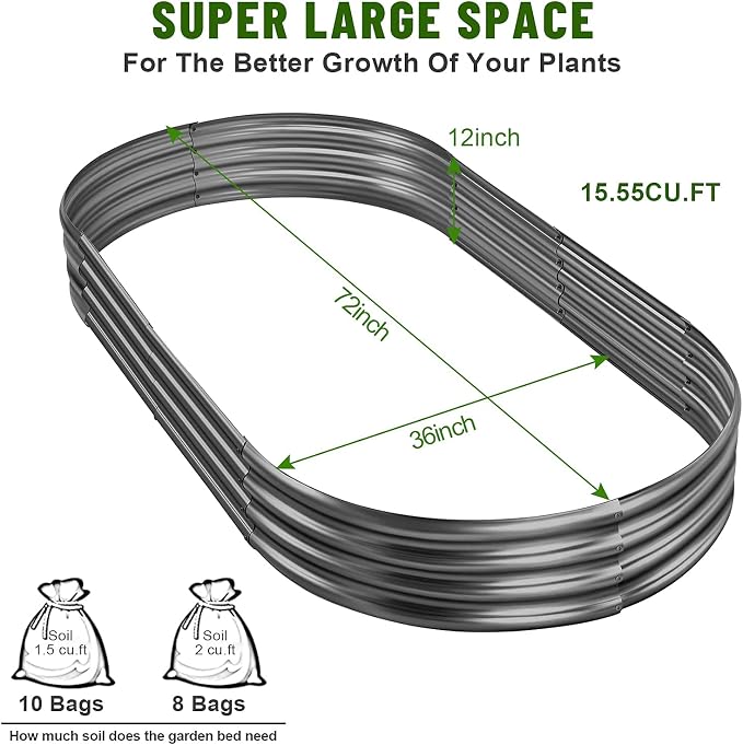Land Guard 6×3×1 ft Galvanized Raised Garden Bed Kit， Raised Garden Boxes - Image 3