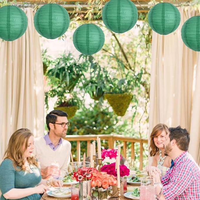 BEISHIDA 8 Inch Green Paper Lanterns 6 Packs Hanging Round Chinese Lantern | - Image 5