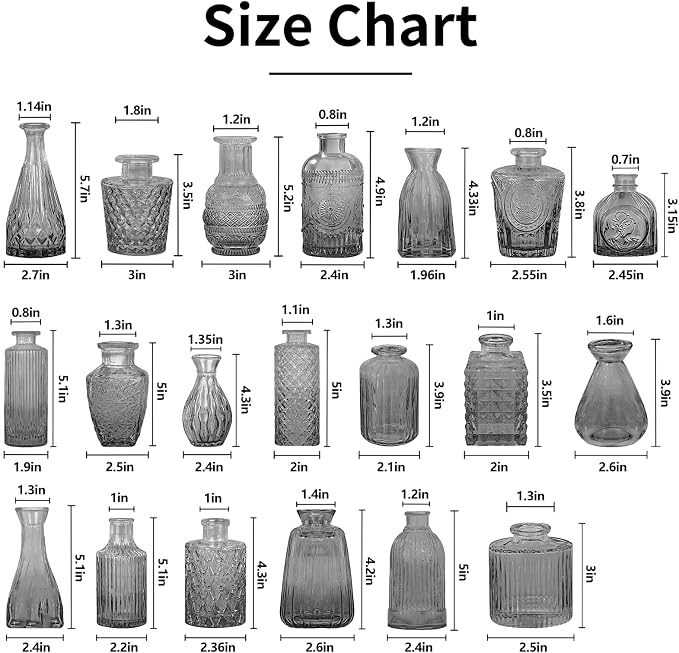 20 Pcs Black Glass Bud Vases- Set Gray Small Vases - Image 6