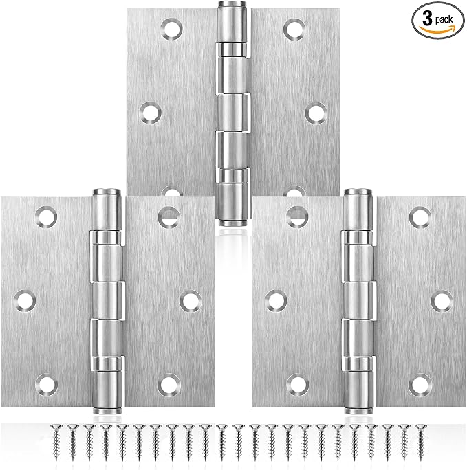 3 Pack Door Hinges 3.5 x 3.5 Inches, Heavy Duty Stainless Steel Ball Bearing by MOZCORNHARDWARE