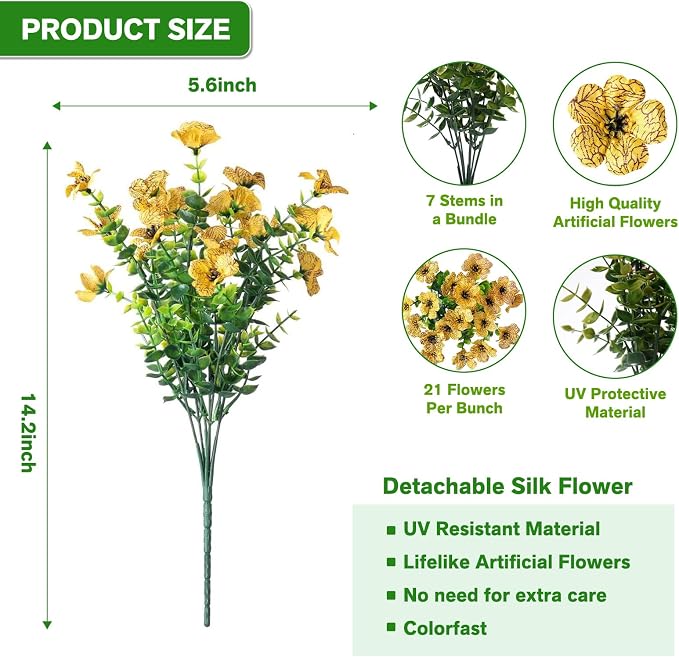 13 Bundles Artificial Flowers for Outdoors Summer Decoration | Silk Realistic - Image 7