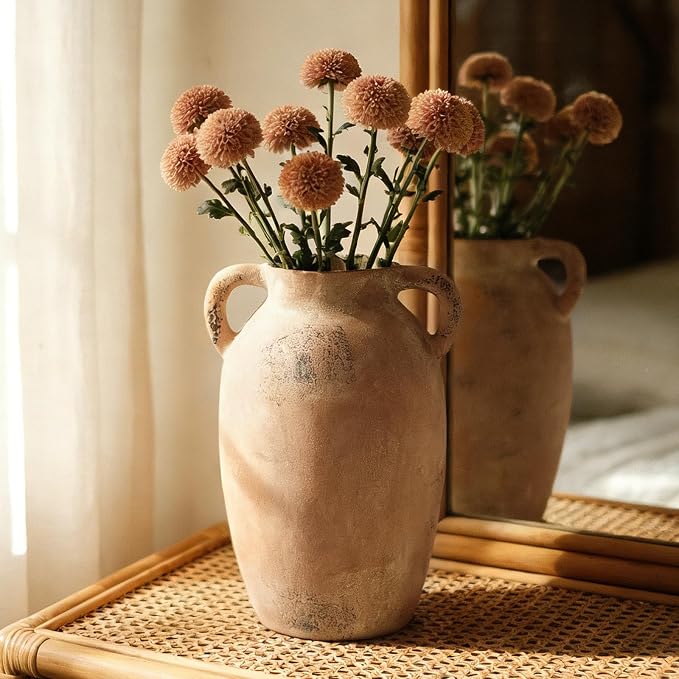 Brown Ceramic Vase-Boho Decorative Vase, Terracotta Tall Vases Decorative - Image 9