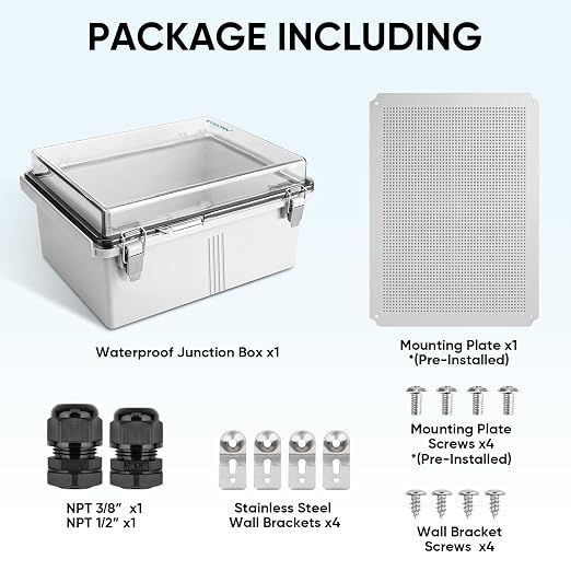 TICONN Outdoor Electrical Box Waterproof, ABS IP67 Junction Box Enclosure | - Image 6