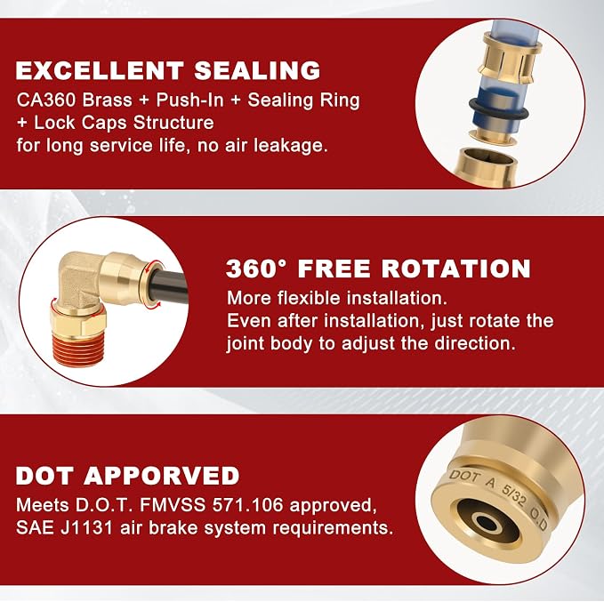 90° Swivel Male Elbow, 5/32" Tube x 1/8" NPT, DOT Approved 2PCS | - Image 4