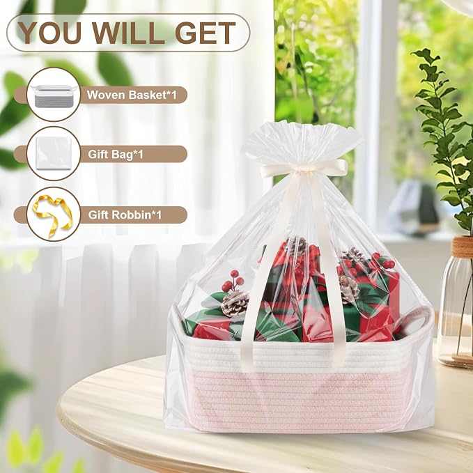 OIAHOMY Woven Basket, Gift Basket Empty - Image 3