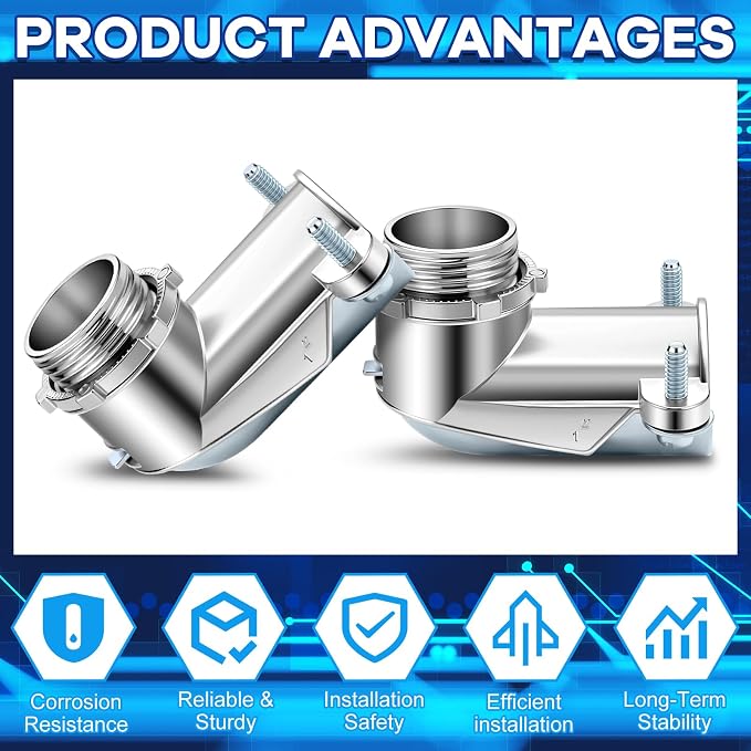 12 Pack Cable Connectors 90 Degree Squeeze Fittings Zinc Die Cast Cable Conduit - Image 4